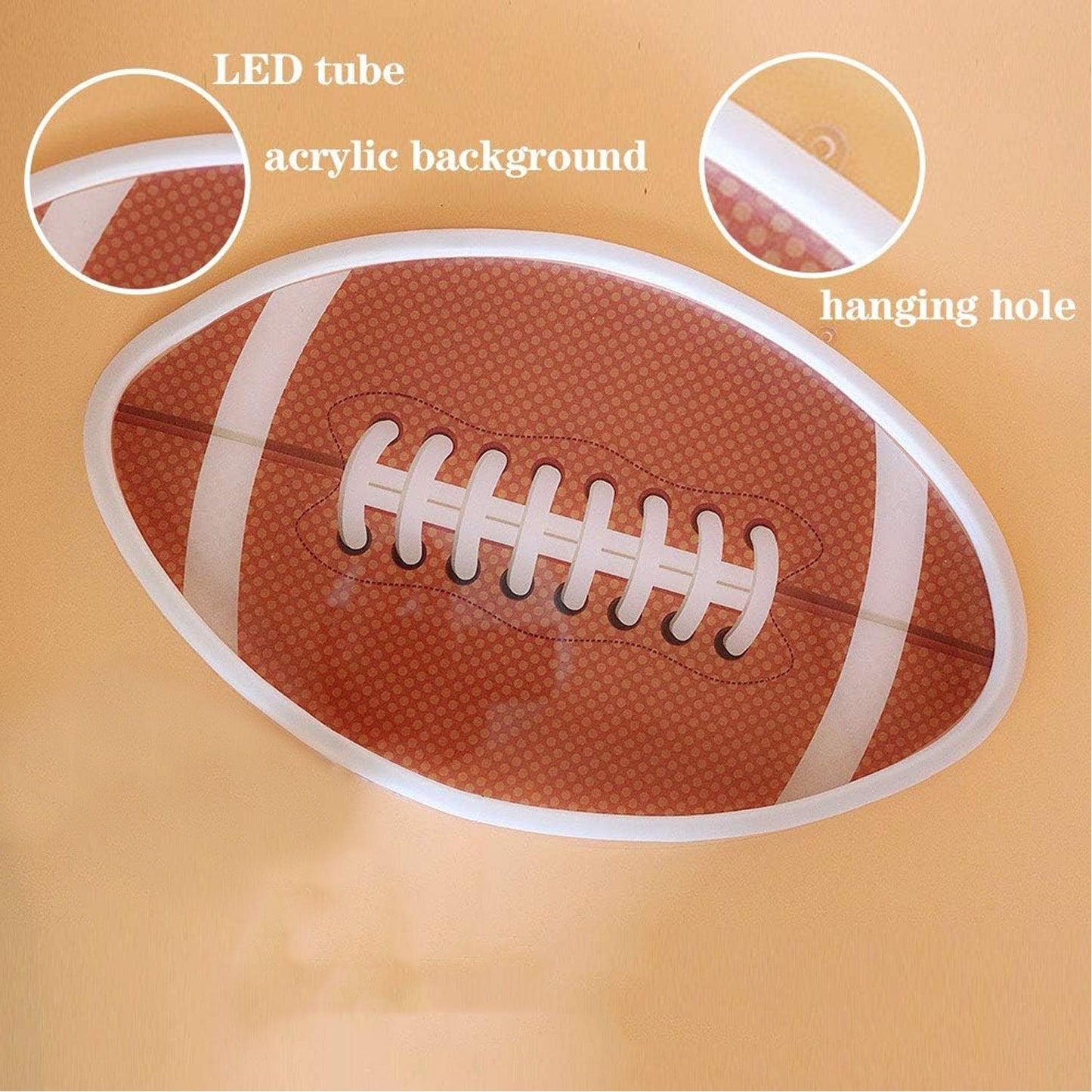 Football Shape Acrylic LED Neon Light Wall Sconce Lamp