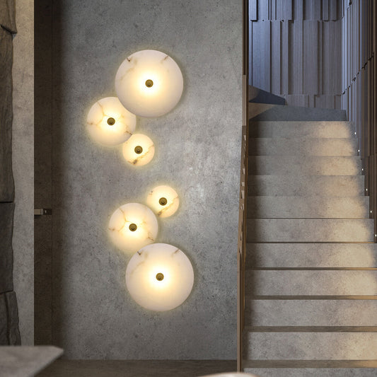 Contemporary Luxury Round Marble Iron LED Wall Sconce Lamp