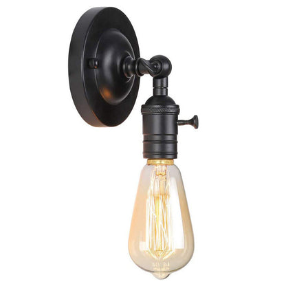 Industrial Round Base Iron 1-Light Rotable Wall Sconce Lamp