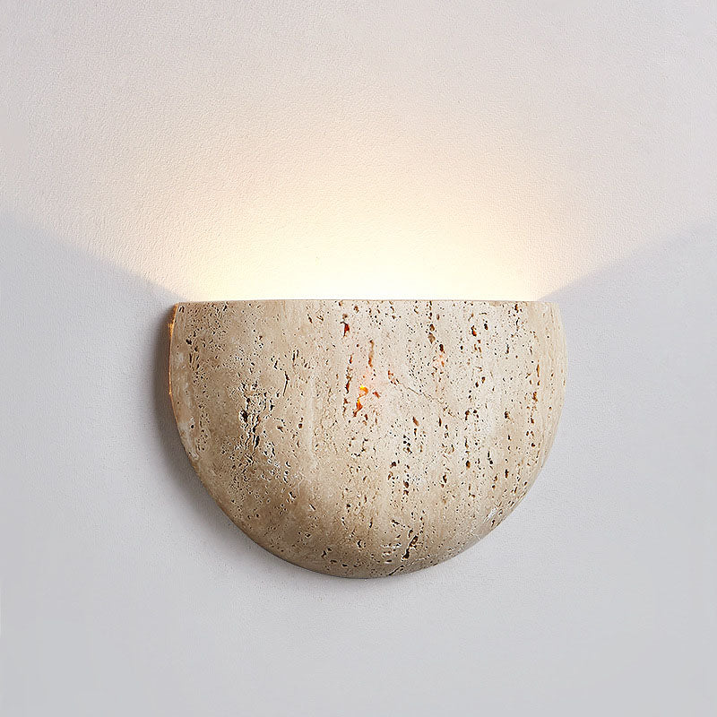 Traditional Japanese Oval Stone 1-Light Wall Sconce Lamp