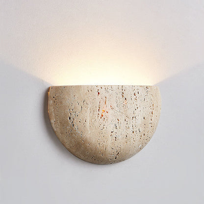 Traditional Japanese Oval Stone 1-Light Wall Sconce Lamp