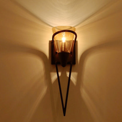 Industrial Cone Glass Iron 1-Light Wall Sconce Lamp