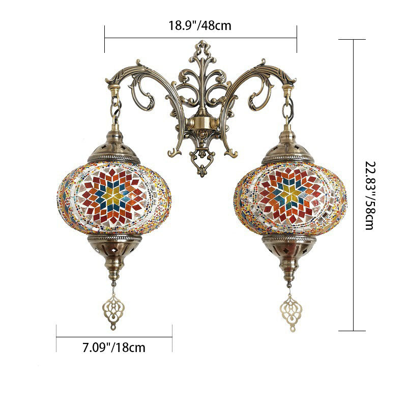 Tiffany Hardware Stained Glass 2-Light Wall Sconce Lamp