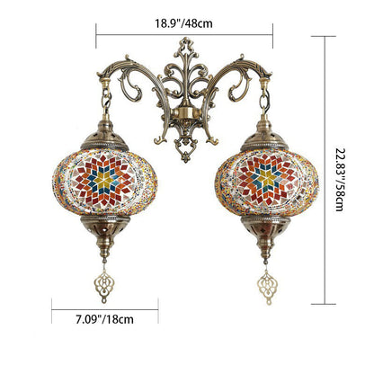 Tiffany Hardware Stained Glass 2-Light Wall Sconce Lamp