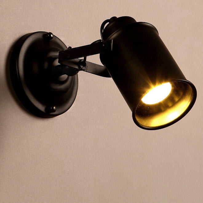 Traditional Vintage Cylinder Iron 1-Light Wall Sconce Lamp