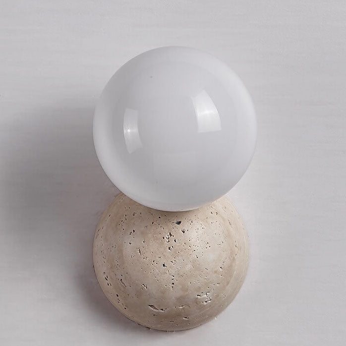 Japanese Round Ball Stone 1-Light Wall Sconce Lamp
