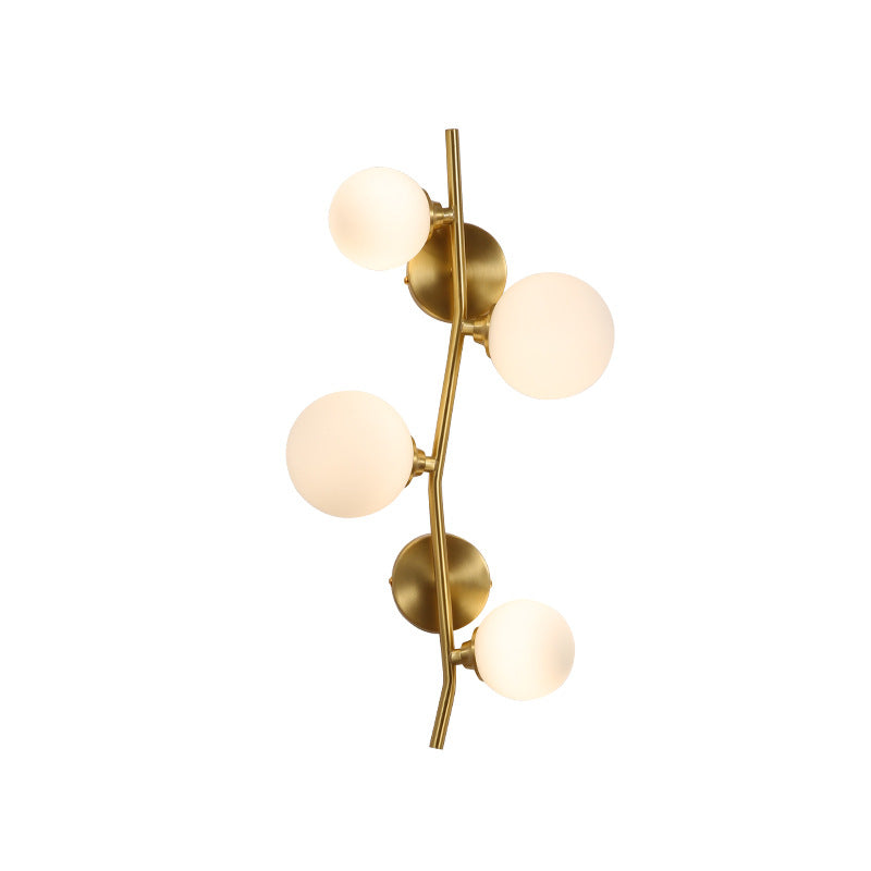 Gold Spherical Copper Glass Shade 4-Light Wall Sconce Lamp