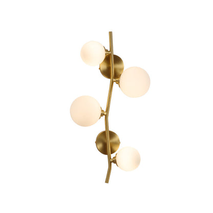 Gold Spherical Copper Glass Shade 4-Light Wall Sconce Lamp
