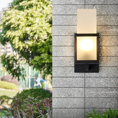 Outdoor Column Frosted Glass Shade 1-Light Wall Sconce Lamp