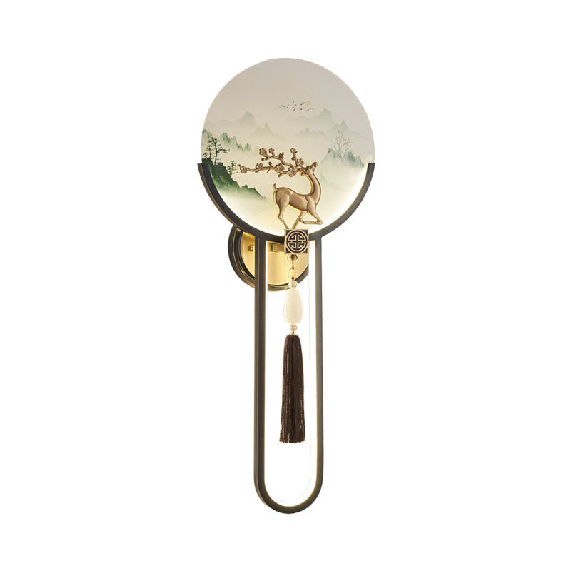 Traditional Chinese All-Copper Glass LED Wall Sconce Lamp