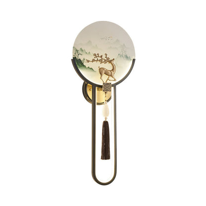 Traditional Chinese All-Copper Glass LED Wall Sconce Lamp