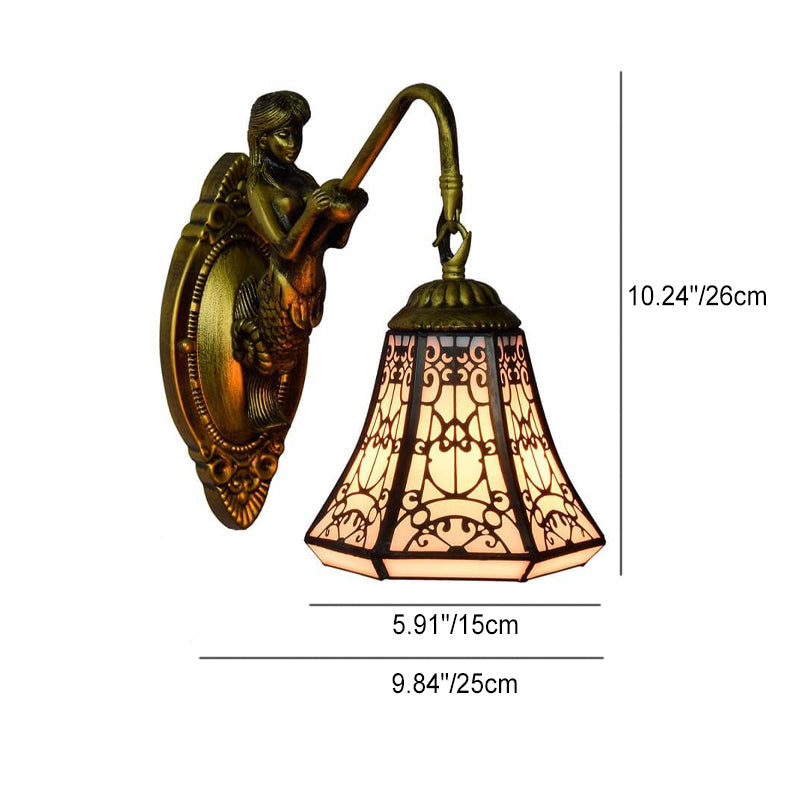 Tiffany Iron Frame Stained Glass 1-Light Wall Sconce Lamp