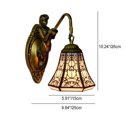 Tiffany Iron Frame Stained Glass 1-Light Wall Sconce Lamp