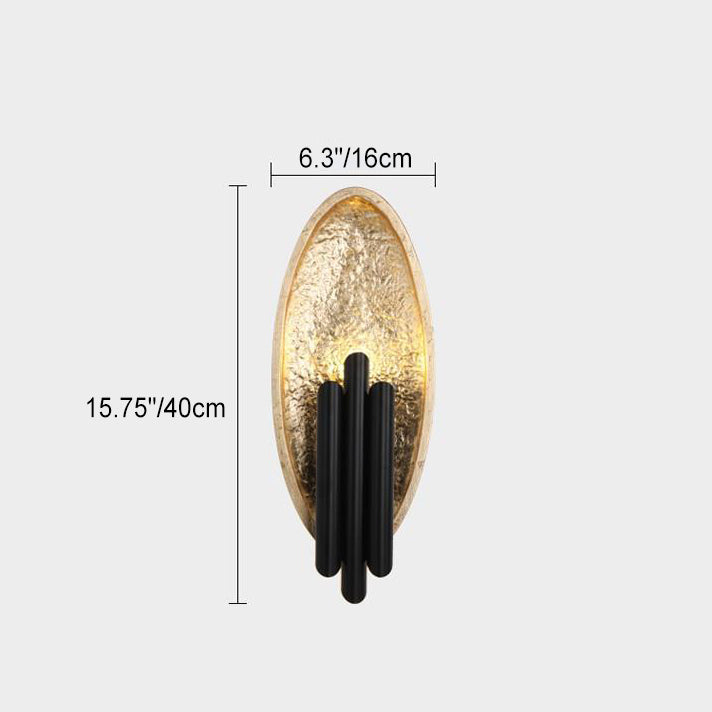 Oval Gold Foil Texture Metal Tube 2-Light Wall Sconce Lamp