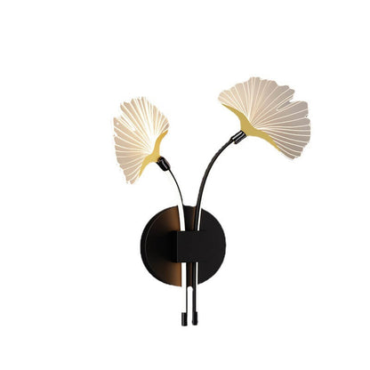 Iron Ginkgo Leaf Acrylic Lampshade LED Wall Sconce Lamp