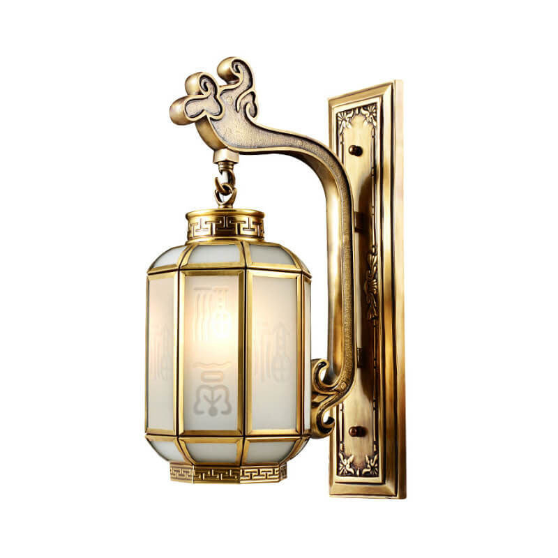 Chinese Frosted Glass Shade 1-Light Wall Sconce Lamp