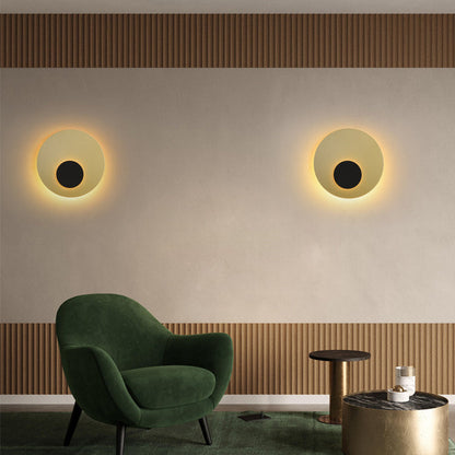 Minimalist Iron Round Flat Piece LED Wall Sconce Lamp