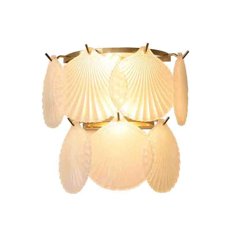 French Hardware Glass Shell 2-Light Wall Sconce Lamp