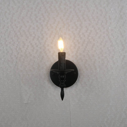 Industrial Minimalist Iron Candle 1-Light Wall Sconce Lamp