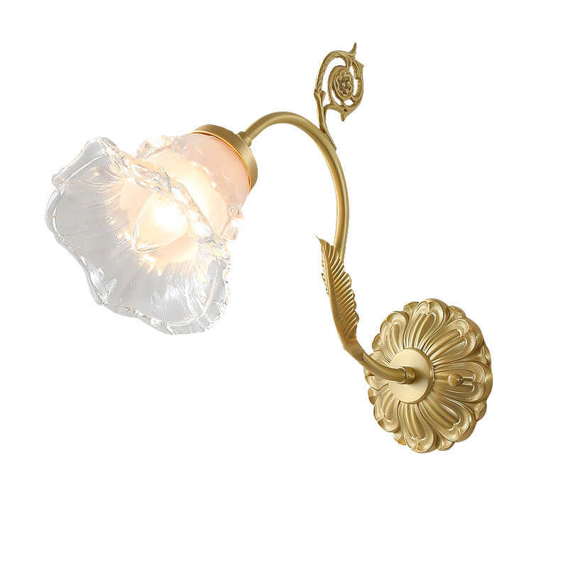French Glass Flower Copper 1-Light Wall Sconce Lamp