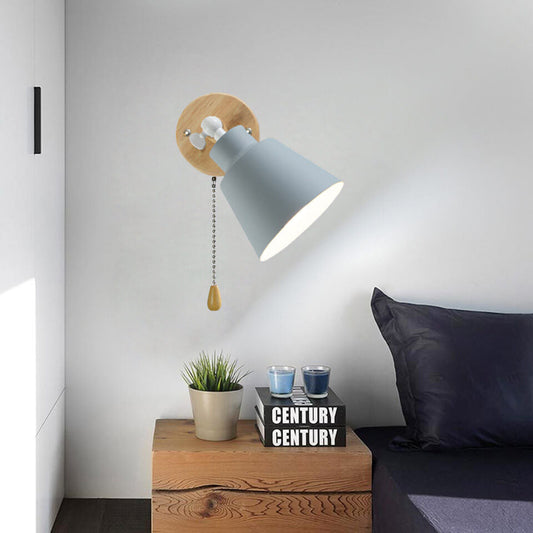 Macaron Solid Color Rotatable Wood 1-Light Wall Sconce Lamp