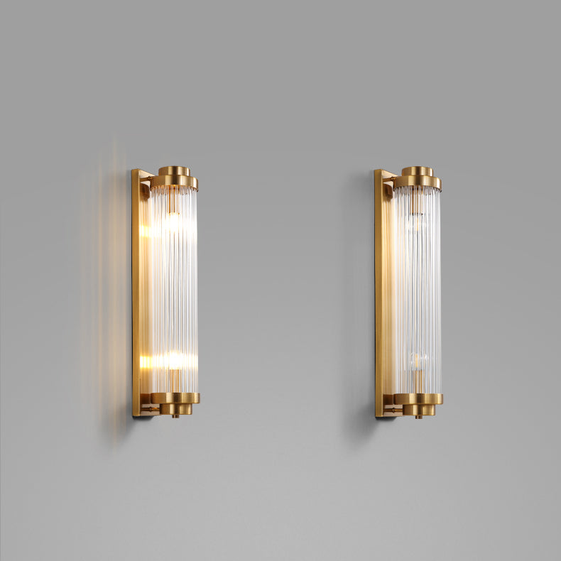 European Iron Glass Cylinder 2-Light Wall Sconce Lamp
