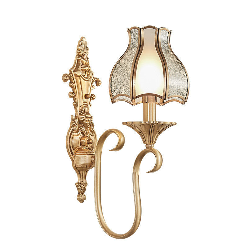 European Light Copper Glass 1/2-Light Wall Sconce Light