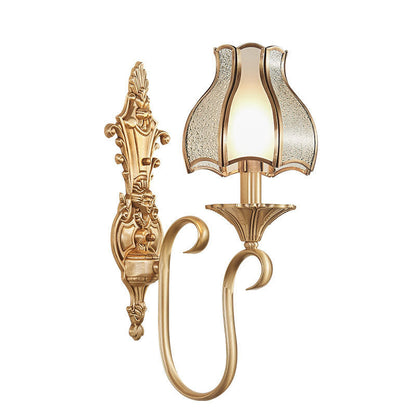 European Light Copper Glass 1/2-Light Wall Sconce Light