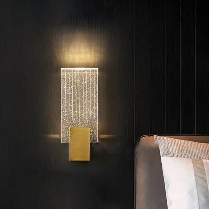 Minimalist Square Copper Crystal LED Wall Sconce Lamp