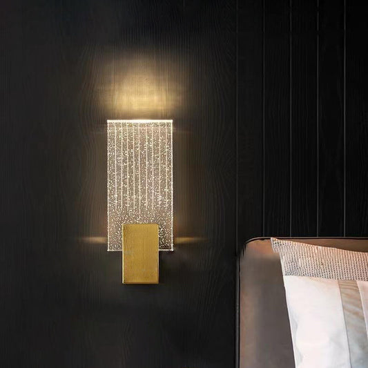 Minimalist Square Copper Crystal LED Wall Sconce Lamp