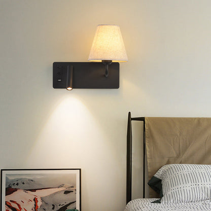 Simplicity Aluminum Fabric Cone 1-Light Wall Sconce Lamp
