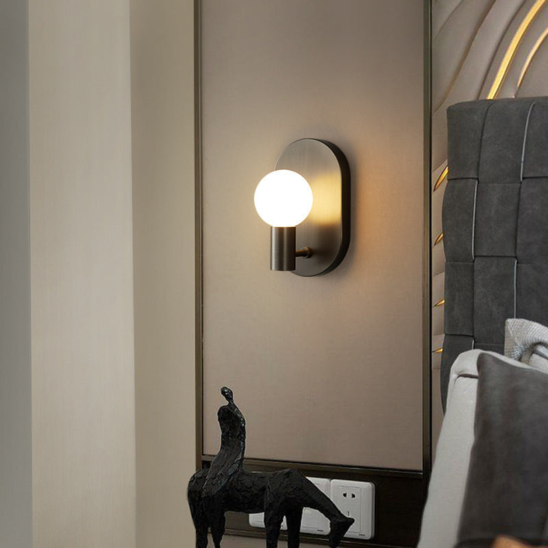 Nordic Oval Orb Copper Glass 1-Light Wall Sconce Lamp