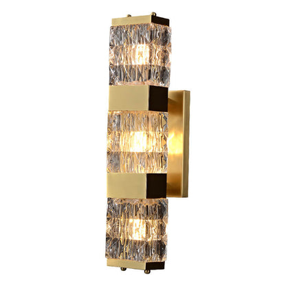 Rectangular Copper Glass 2/3 Light Wall Sconce Lamp