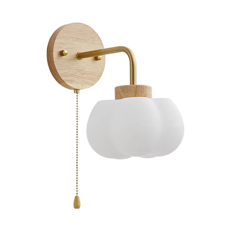 Japanese Clouds Solid Wood Iron PE 1-Light Wall Sconce Lamp