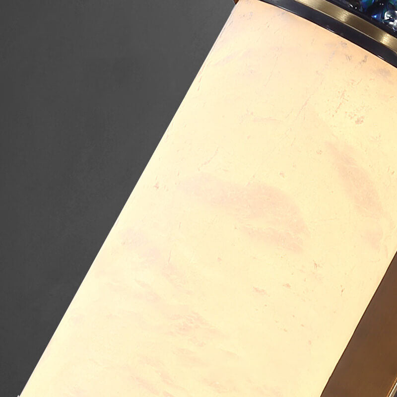 Chinese Marble Copper Column Brass LED Wall Sconce Lamp