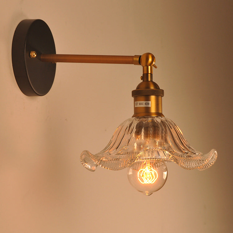 Retro Iron Glass Flower 1-Light Wall Sconce Lamp