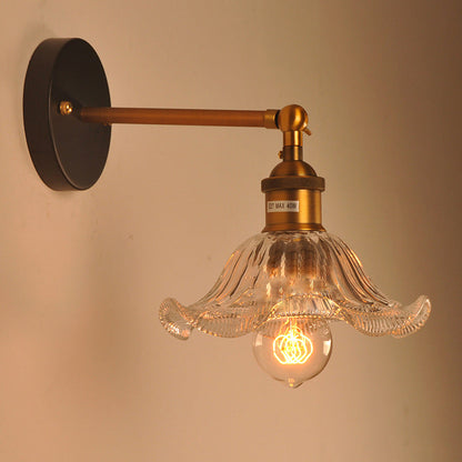 Retro Iron Glass Flower 1-Light Wall Sconce Lamp
