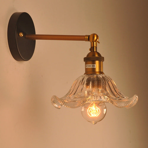 Retro Iron Glass Flower 1-Light Wall Sconce Lamp