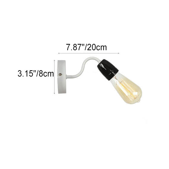 Ceramic Iron Head Exposed Bulb 1-Light Wall Sconce Lamp