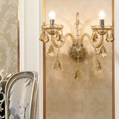 Glass Candelabra Hardware 1/2-Light Wall Sconce Lamp