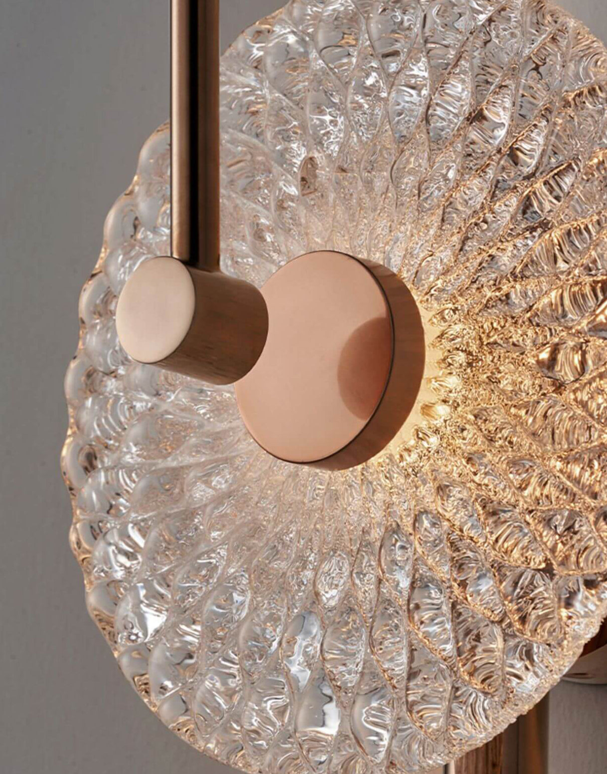 Luxury Textured Glass Round Curved Arm LED Wall Sconce Lamp