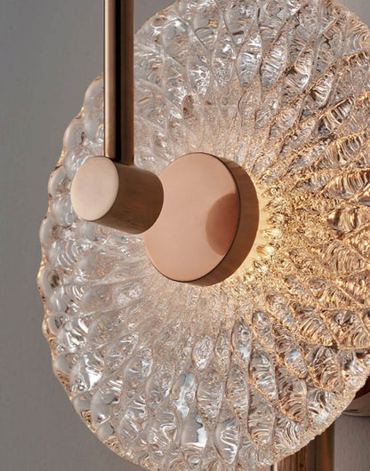 Luxury Textured Glass Round Curved Arm LED Wall Sconce Lamp