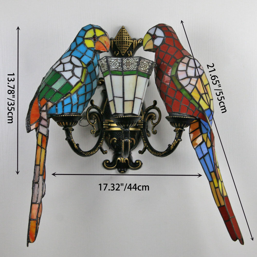 Tiffany Half Round Iron Glass 3-Light Wall Sconce Lamp