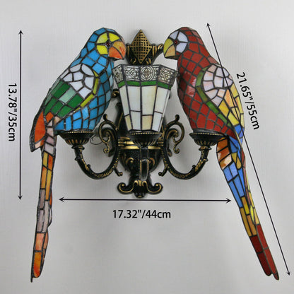 Tiffany Half Round Iron Glass 3-Light Wall Sconce Lamp