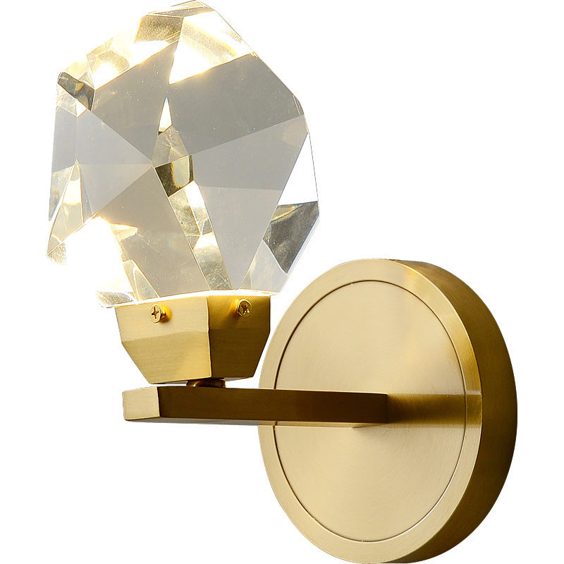 Luxury Full Copper Crystal Stone LED Wall Sconce Lamp