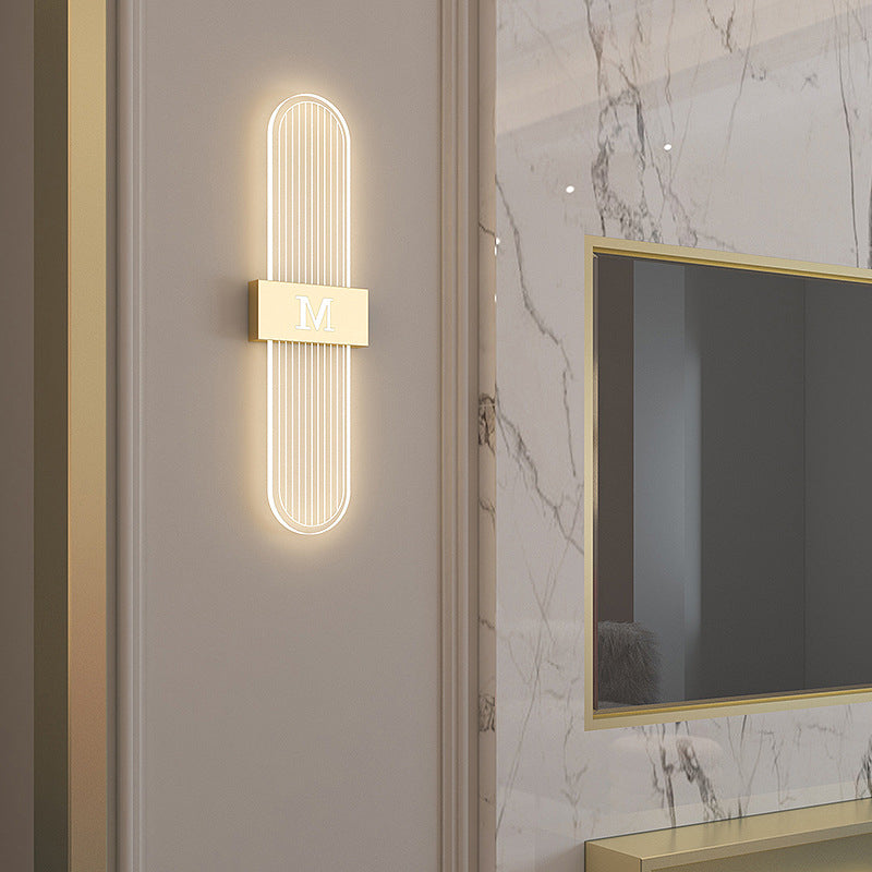 Iron Acrylic Elliptical Strip Pointed LED Wall Sconce Lamp