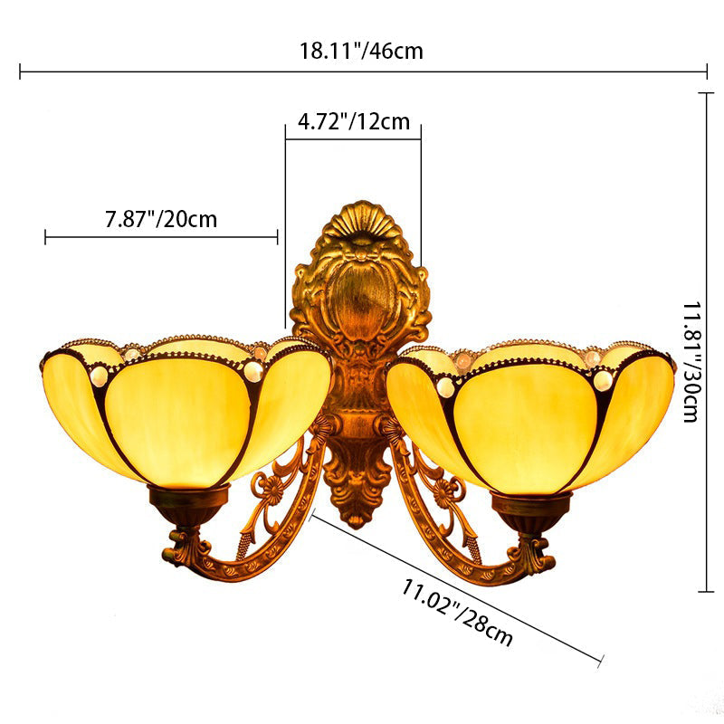 Tiffany Petal Stained Glass 2-Light Wall Sconce Lamp