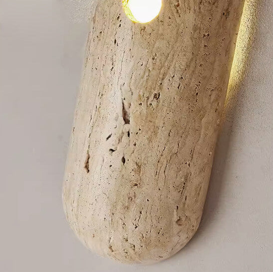 Japanese Travertine Half Oval 1-Light Wall Sconce Lamp