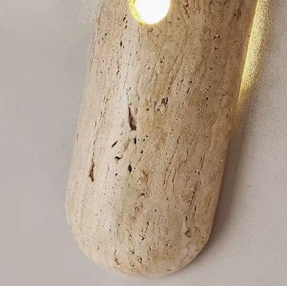 Japanese Travertine Half Oval 1-Light Wall Sconce Lamp