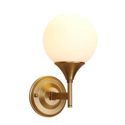 Pure Orb Copper Frosted Glass 1-Light Wall Sconce Lamp